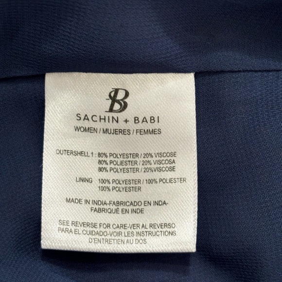 Sachin + Babi Swiss Blue with tan dot ruffle dress size 2 - Picture 6 of 7